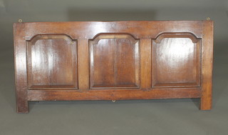 An 18th Century panel oak coffer front, converted for use as headboard 56"