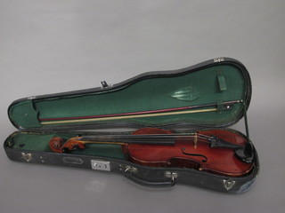 A violin with 2 piece back labelled Neuner Und Hornsteiner  Mittenwold 1865