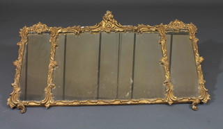 A 19th Century rectangular triple plate over mantel mirror contained in a gilt frame 23" x 44"