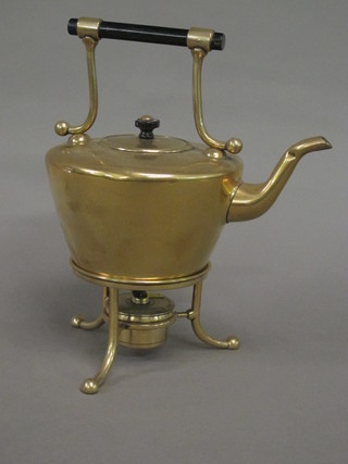 A Dresser style brass spirit kettle complete with burner