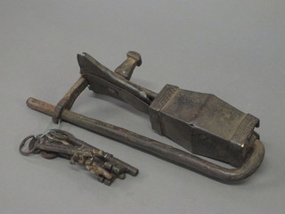 An Eastern iron padlock and a collection of keys   ILLUSTRATED