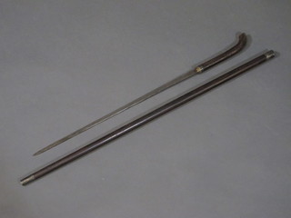A 19th Century sword stick with 19 1/2" blade