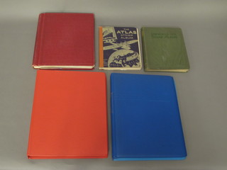 A green Improved stamp album, an Atlas stamp album, an FG  Sussex stamp album with various GB stamps together with a blue  ring bind album and an orange ditto containing stamps