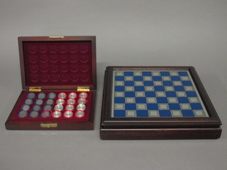 A Franklyn Mint Battle of Waterloo chequers set, boxed,  complete with board