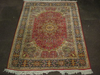 A rust coloured Persian style Belgian cotton rug 67" x 49"