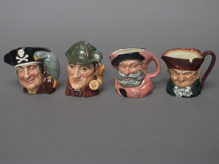 4 medium character jugs - The Sleuth, Long John Silver, Falstaff  and Auld Charlie