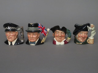 4 Royal Doulton character jugs - Mein Host, Tam O'Shanter, The Policeman and a limited edition Sir Winston Churchill