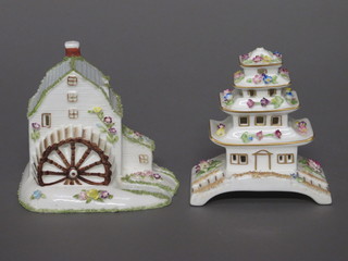 2 Coalport figures - Pagoda House 4" and Watermill