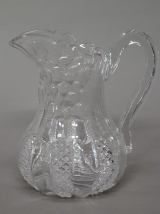 A Victorian cut glass jug 8"
