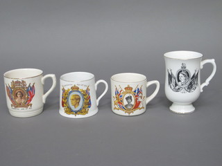 An Edward VIII Coronation mug, a QEII Coronation mug and a reproduction Staffordshire Victorian Coronation mug