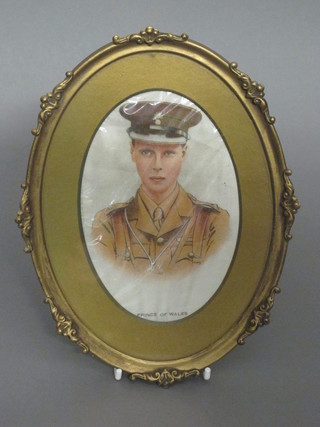 A portrait miniature print "Edward Prince of Wales" as an  Officer in the Grenadier Guards, 5" oval