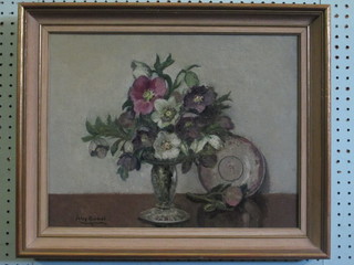 Percy Rendell, oil on canvas "Vase of Flowers" 13" x 17",  re-lined