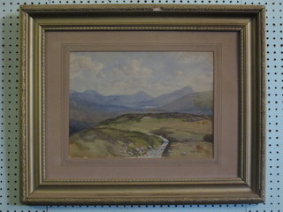 L Ford, watercolour "Mountain Scene with River" 11" x 14"