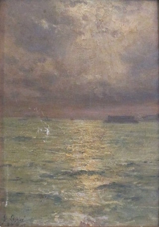 Loppe, oil on board "La Mer" titled to the reverse signed and dated 27/02/05 10" x 7"