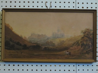 A Victorian watercolour "Durham Cathedral? from a Distance"  11 1/2" x 14"