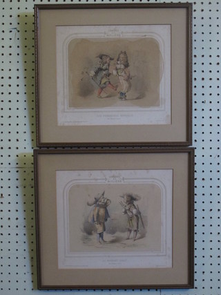 2 19th Century French coloured prints "Comedies De Moliere" 9 1/2" x 11"
