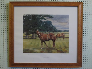 Eva Burton, a coloured print "Aldaniti In Retirement" signed in the margin together with blind proof stamp 13" x 15 1/2"
