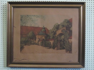 A Continental limited edition coloured print "Church" indistinctly signed in the margin 14" x 19"
