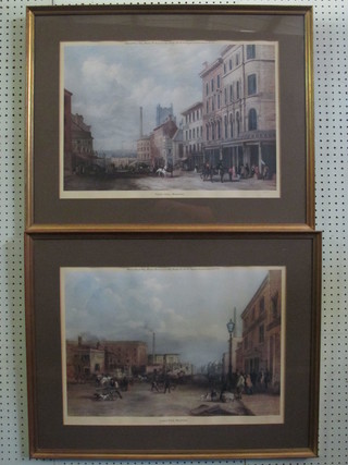 A pair of coloured prints "Victorian Street and London Road Manchester" 16" x 23"