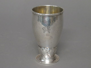 A Danish planished silver beaker, raised on a circular spreading foot, 2 ozs  ILLUSTRATED