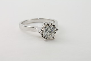 An 18ct white gold solitaire diamond dress/engagement ring approx 0.90ct