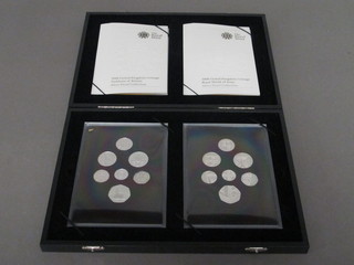 2, 2008 silver proof sets of coins, cased