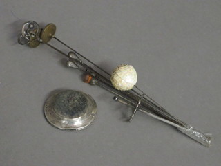 A collection of various hat pins together with a silver framed hat  pin stand