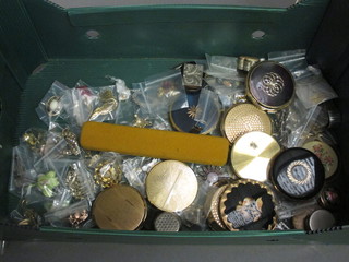 A collection of compacts and costume jewellery