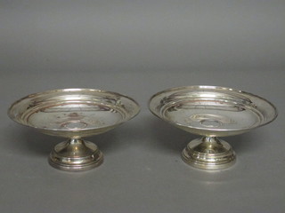 2 circular silver plated comports 8"