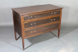 An Edwardian inlaid mahogany dressing chest fitted 3 long  drawers, raised on square supports 40"