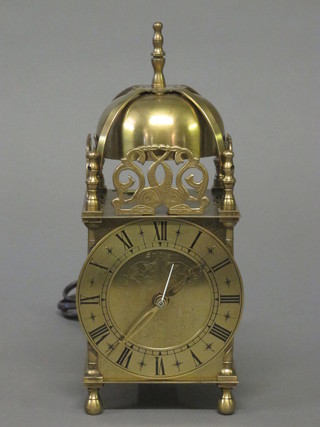 A Smiths electric lantern clock with brass dial 4 1/2"