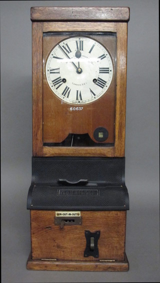 A striking clocking in clock by the National Time Recorder  Company, marked 60637