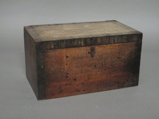 A 19th Century rectangular mahogany trinket box with crossbanded top and hinged lid 14"
