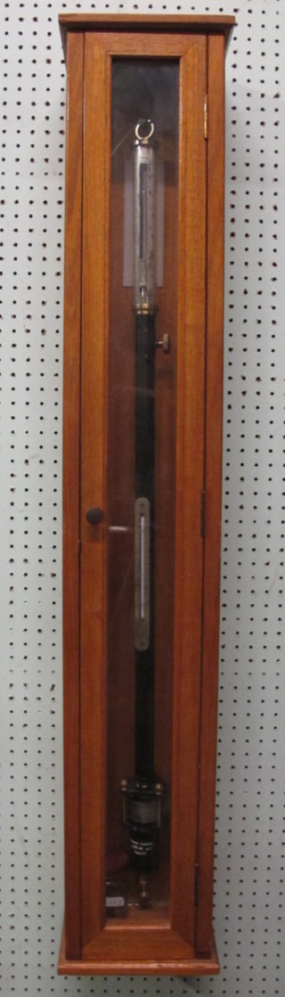 A Tin Type mercury barometer by A Gallenkamp & Co. London, contained in a mahogany case