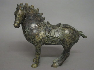 A bronze figure of a standing Tang Horse 13"