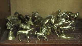 A collection of brass figures of horses