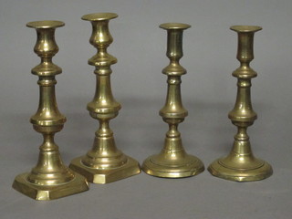 2 pairs of 19th Century candlesticks with ejectors 9", 1 f,