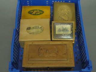 6 various wooden trinket boxes