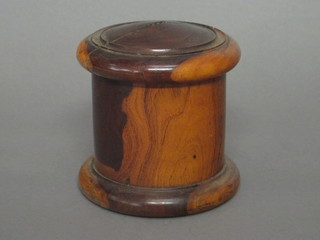 A turned cylindrical lignum vitae jar and cover 5"