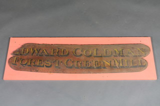 A painted wooden wagon board for Edward Coldman of Forest  Green Mill 9" x 42"  ILLUSTRATED