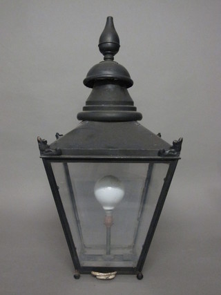 A 19th Century square metal lantern complete with bracket 14"