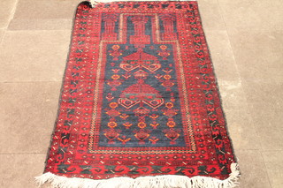 A red Afghan prayer rug 59" x 36"
