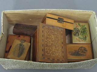 A collection of various Mocklyn and other wooden boxes