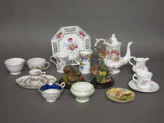 A Hammersley coffee pot with floral decoration together with  various decorative table china, collector's plates, etc