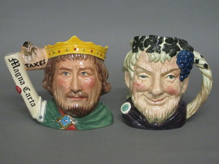 A Royal Doulton limited edition character jug - King John D7125  and 1 other Bacchus D6499