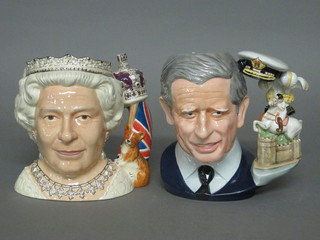 A Royal Doulton character jug - Queen Elizabeth II D7256 and 1 other Prince Charles D7283