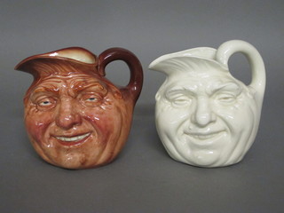 A Royal Doulton character jug - John Barleycorn base marked A and 1 other white glazed jug with firing crack to handle