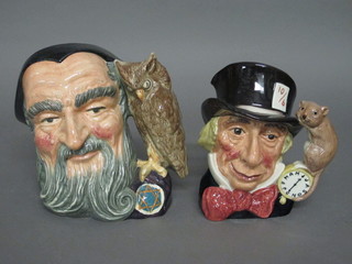 A Royal Doulton character jug - The Mad Hatter D6598 and 1 other Merlin D6529