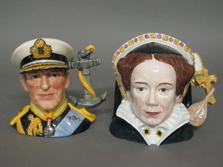 A Royal Doulton limited edition character jug - Earl Mountbatton  of Burma D6944 and 1 other Queen Mary I D7188