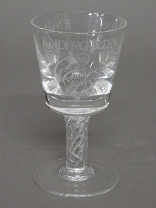 A glass goblet for the Young England Kindergarten to commemorate The Wedding of Charles and Diana 29 July 1981